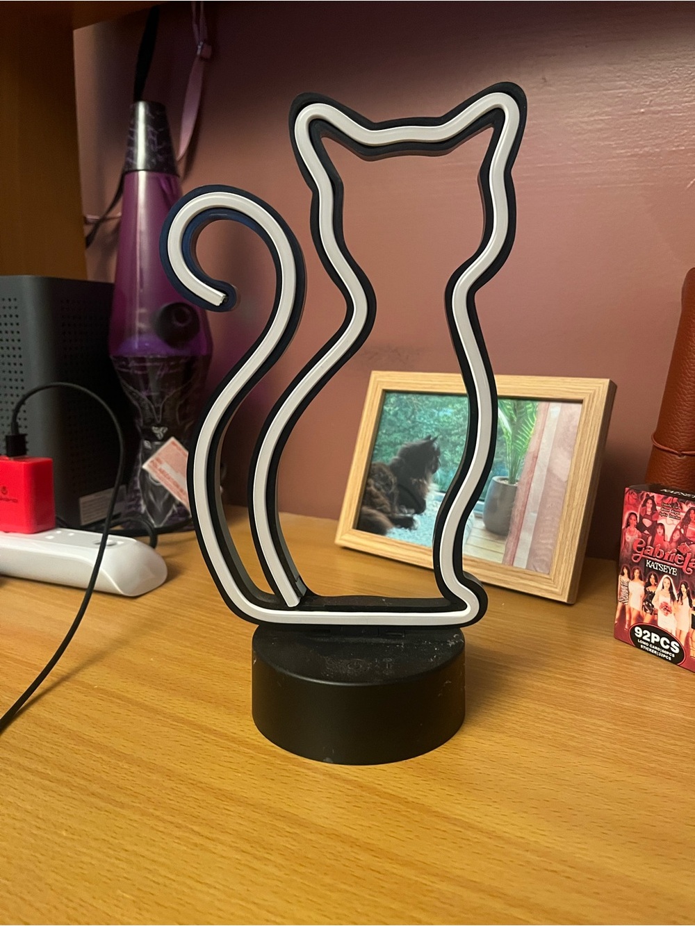Purple Cat Neon Table Lamp